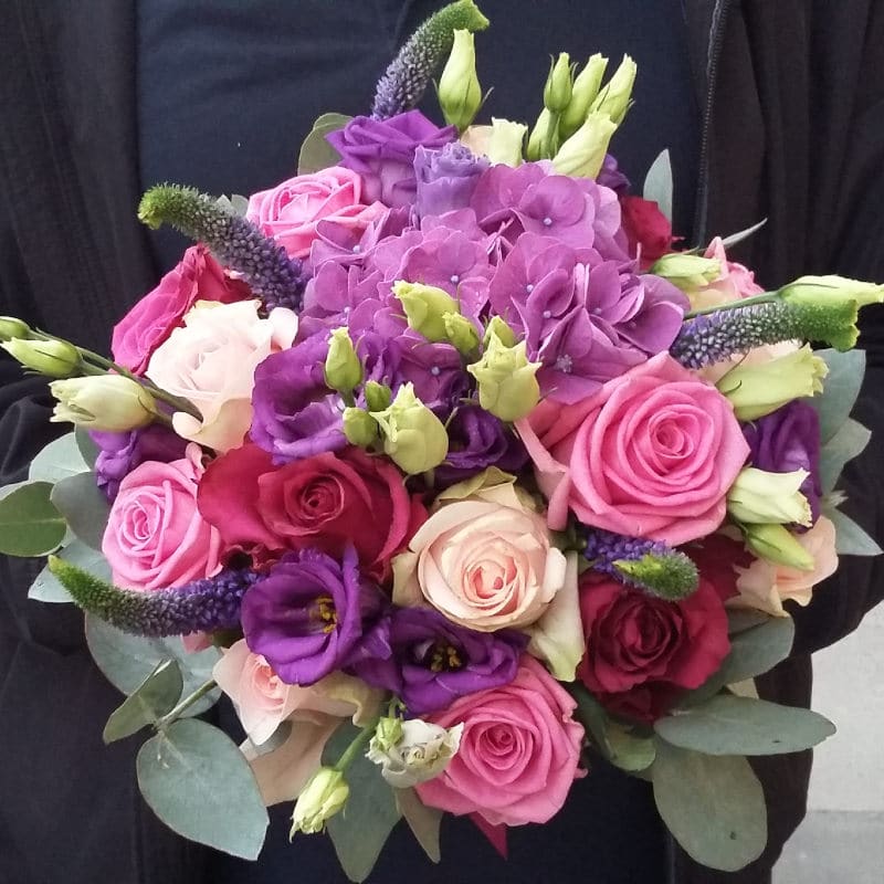 Purple and pink bride’s bouquet